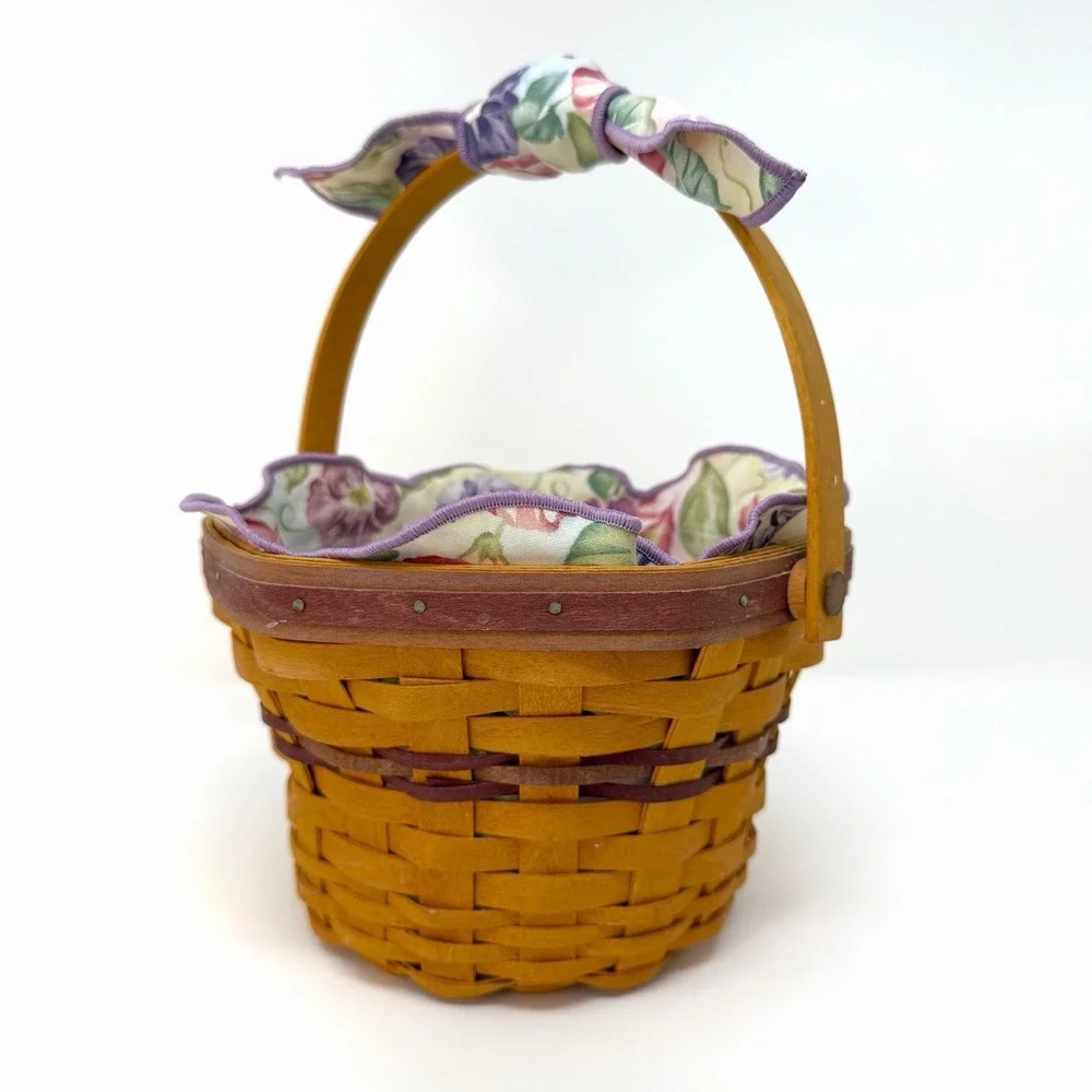 Longaberger 2000 May Series Morning Glory Basket Set Liner Protector USA